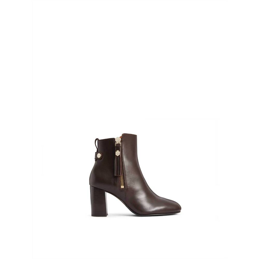 NEW FAIRFAX & FAVOR women's oakham heeled ankle boot in mahogany leather